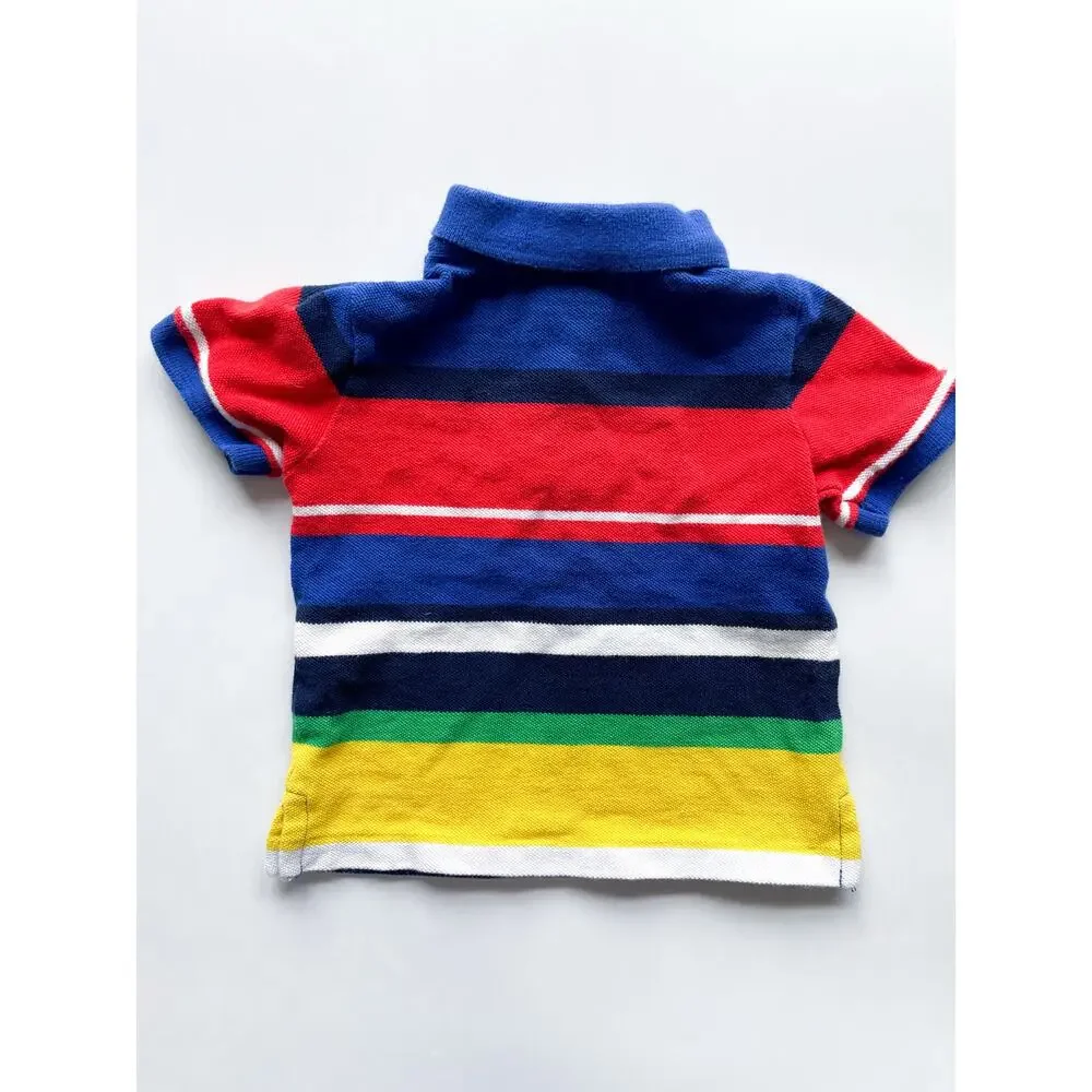 Baby Boys Ralph Lauren Color Block Striped Short Sleeve Polo Shirt 6 Months